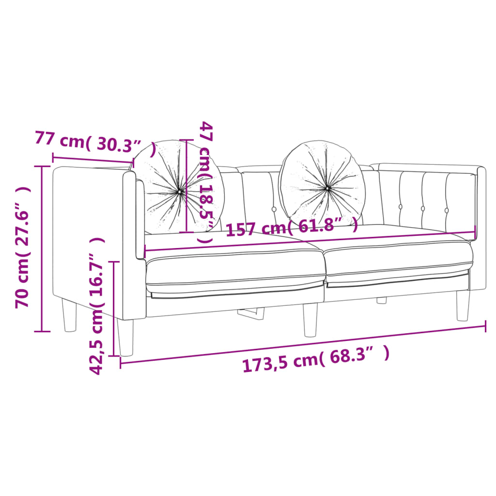 3-dijelni set sofa s jastucima ružičasti baršunasti