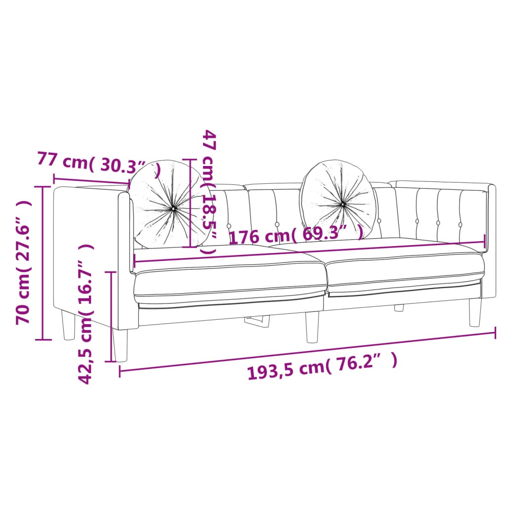3-dijelni set sofa s jastucima crvena boja vina baršunasti