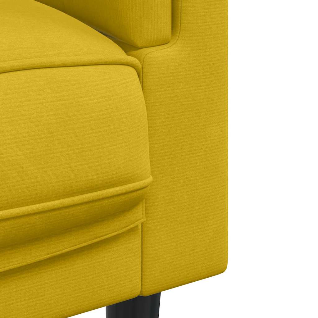 3-dijelni set sofa s jastucima žuti baršunasti