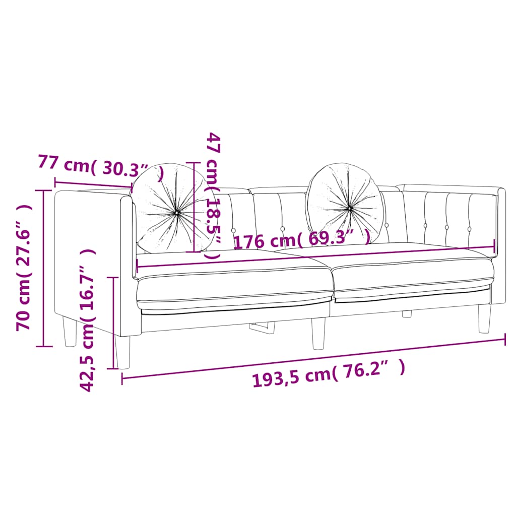 3-dijelni set sofa s jastucima žuti baršunasti