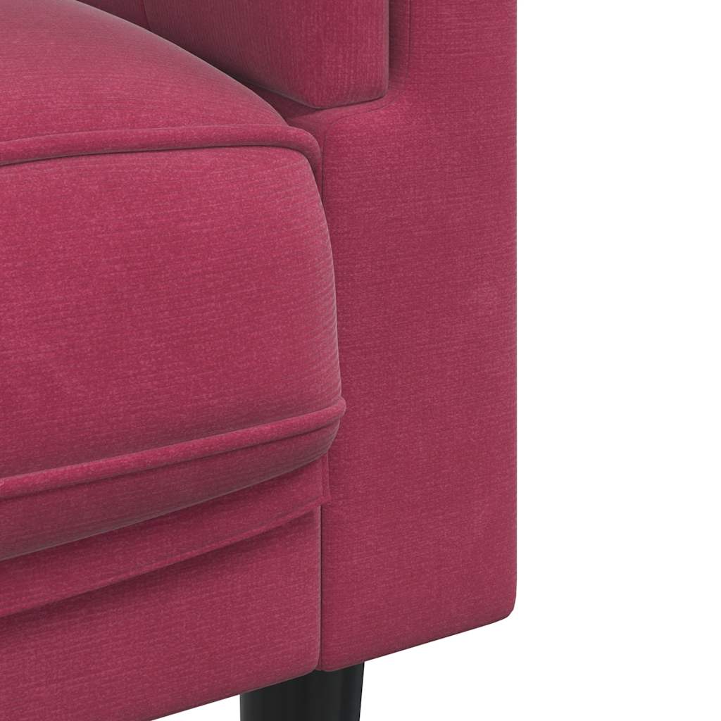 2-dijelni set sofa s jastucima crvena boja vina baršunasti