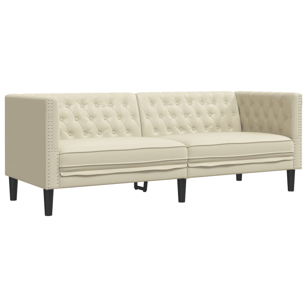 Chesterfield garnitura od 3 dijela, krem, umjetna koža