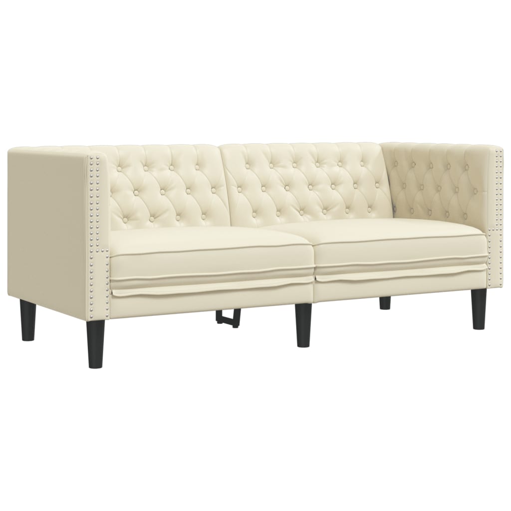 Chesterfield garnitura od 3 dijela, krem, umjetna koža