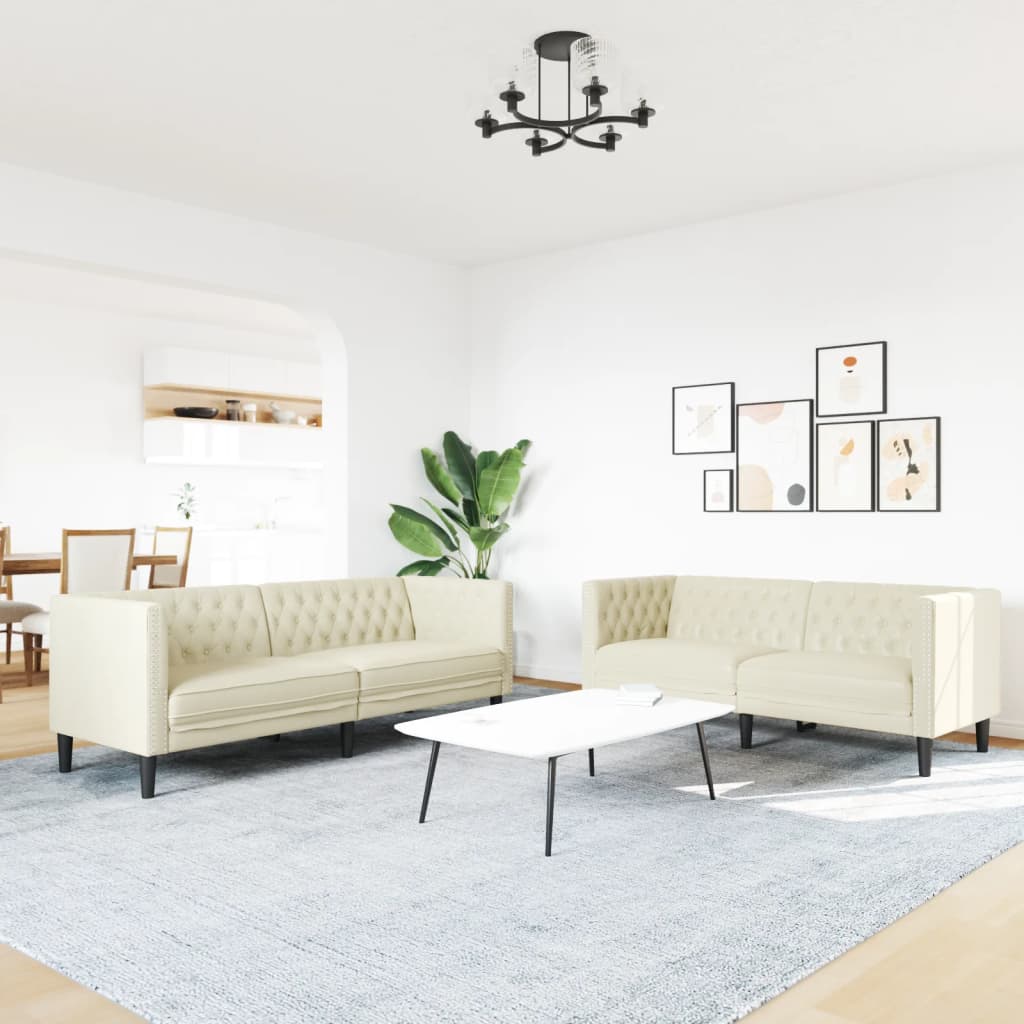 Chesterfield garnitura od 2 dijela, krem, umjetna koža