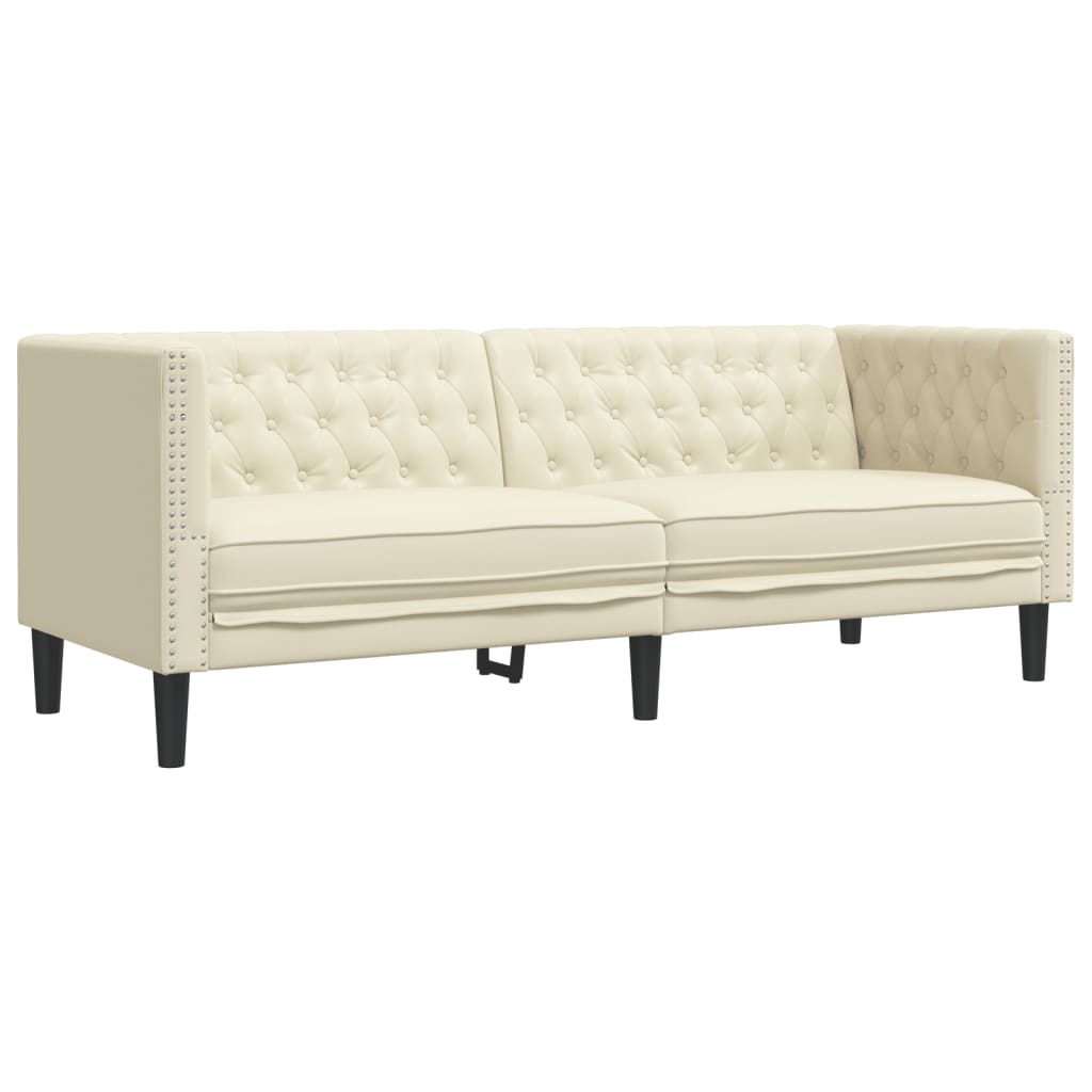Chesterfield garnitura od 2 dijela, krem, umjetna koža
