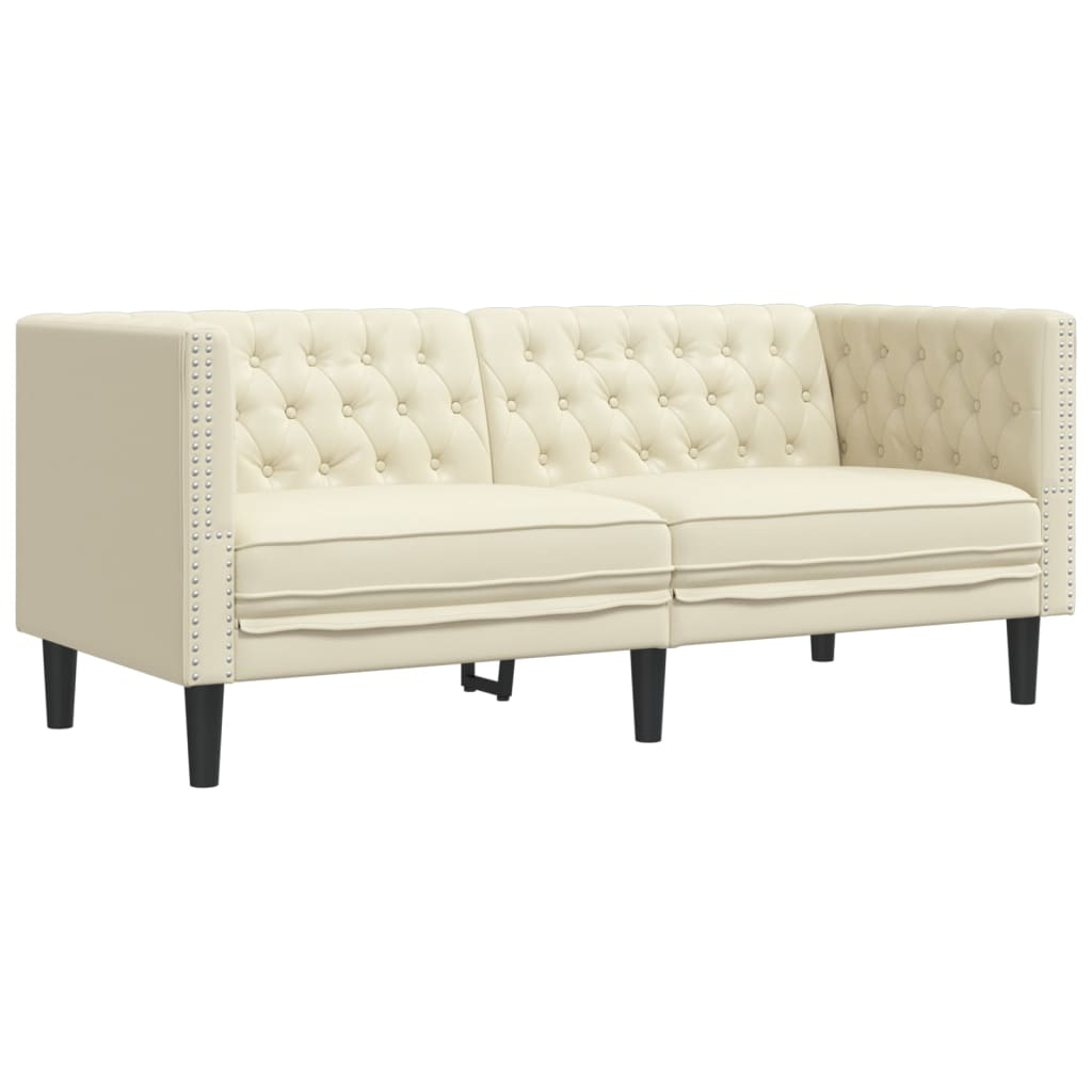 Chesterfield garnitura od 2 dijela, krem, umjetna koža