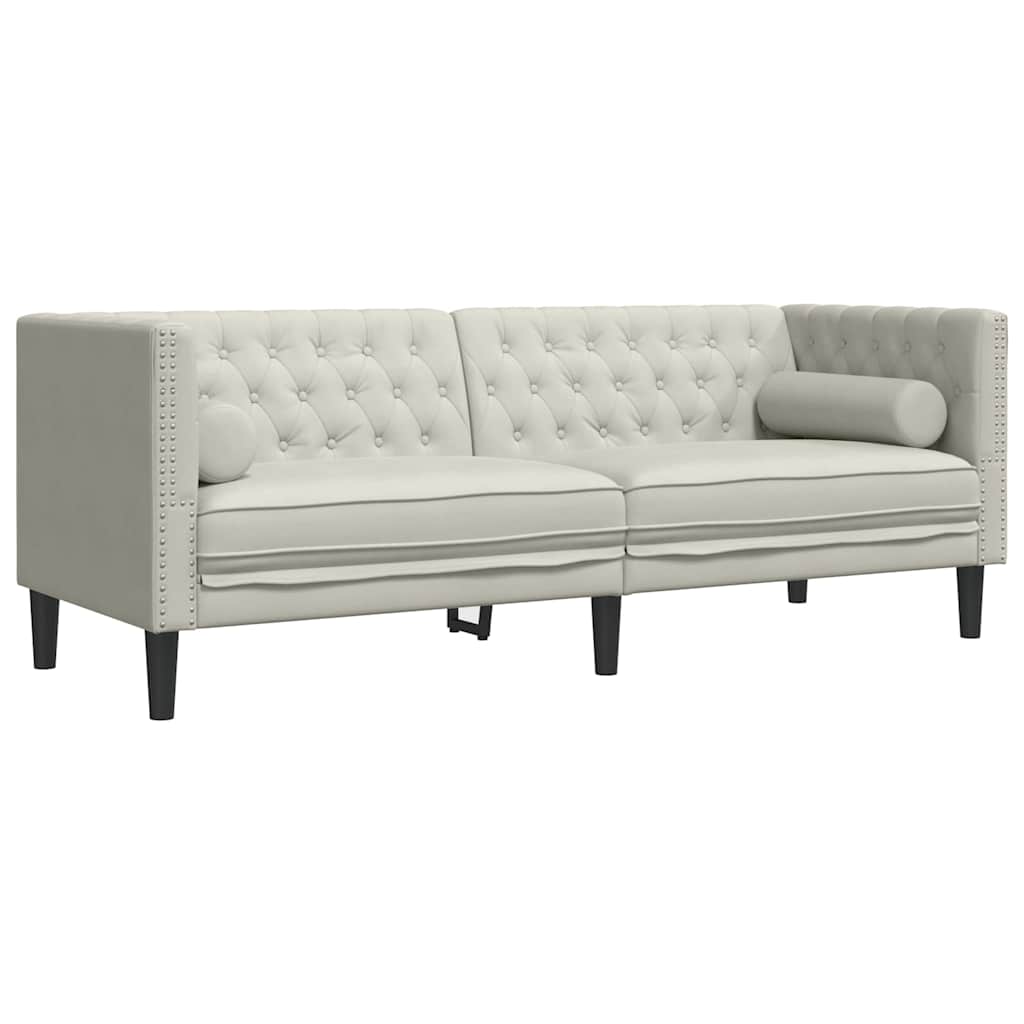 Chesterfield garnitura od 3 dijela s jastucima, krem baršunasta