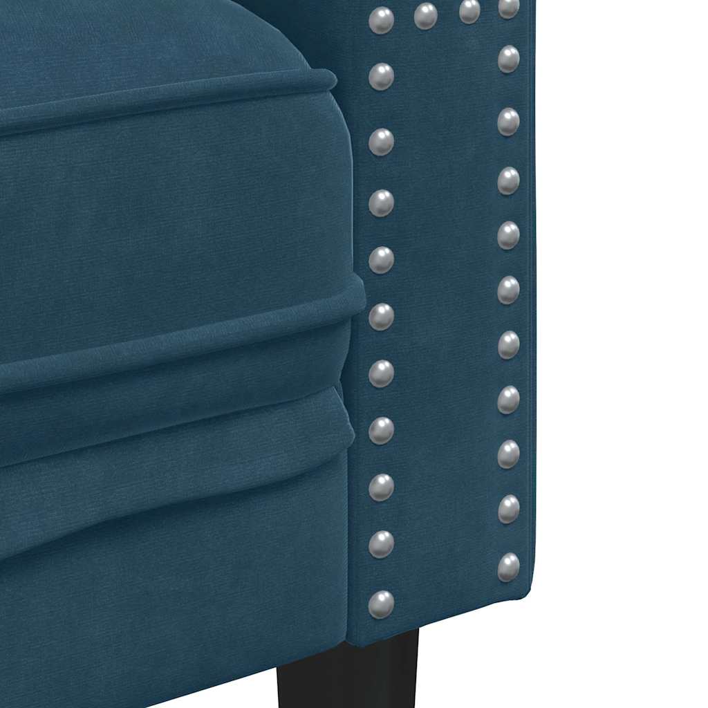 Chesterfield garnitura od 3 dijela s jastucima, plava baršunasta