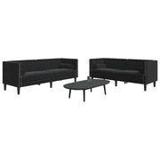 2-dijelni set sofa Chesterfield crni baršunasti