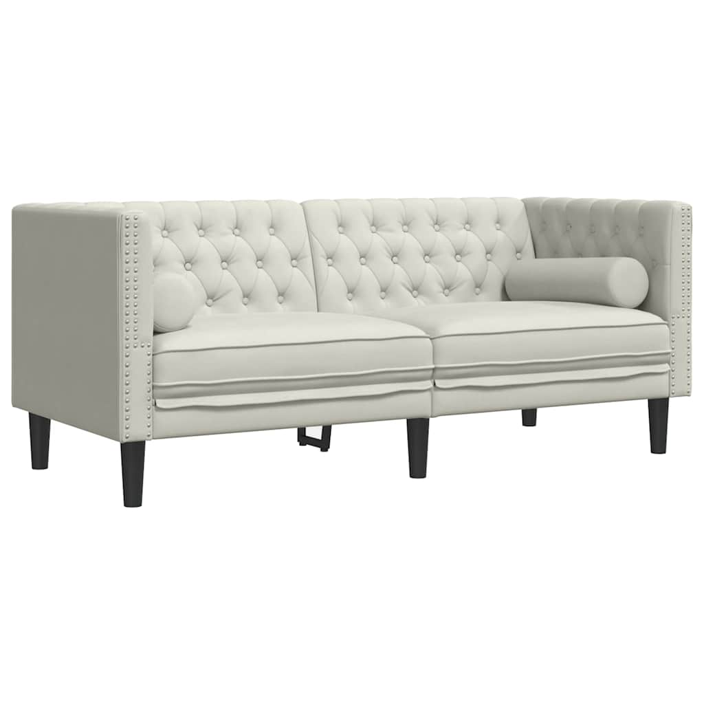 Chesterfield garnitura s jastucima, 2 dijela, krem baršun