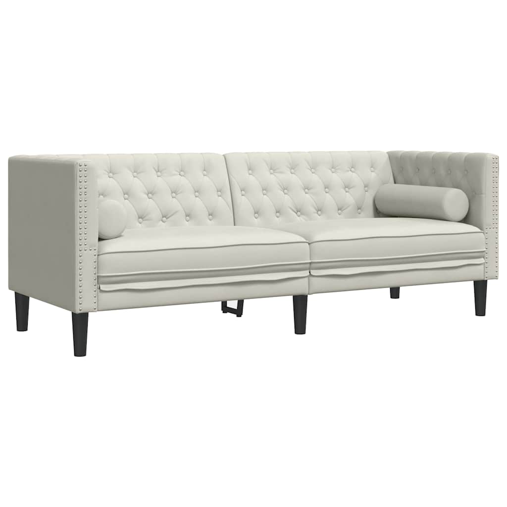 Chesterfield garnitura s jastucima, 2 dijela, krem baršun