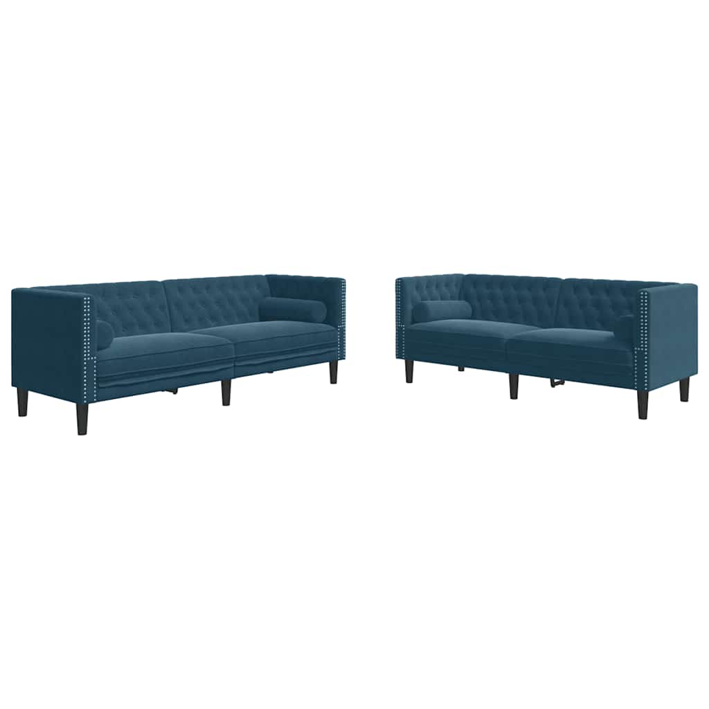 Chesterfield garnitura s jastucima, 2 dijela, plavi baršun