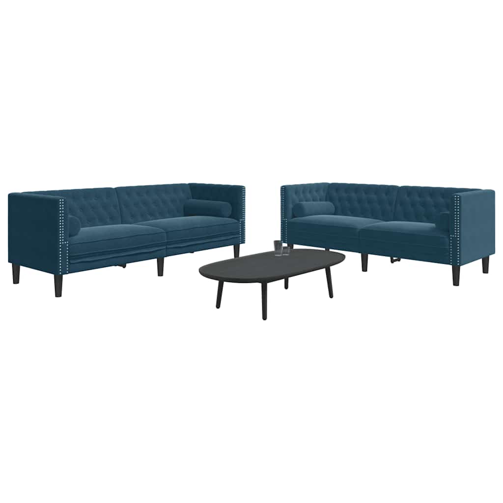 Chesterfield garnitura s jastucima, 2 dijela, plavi baršun