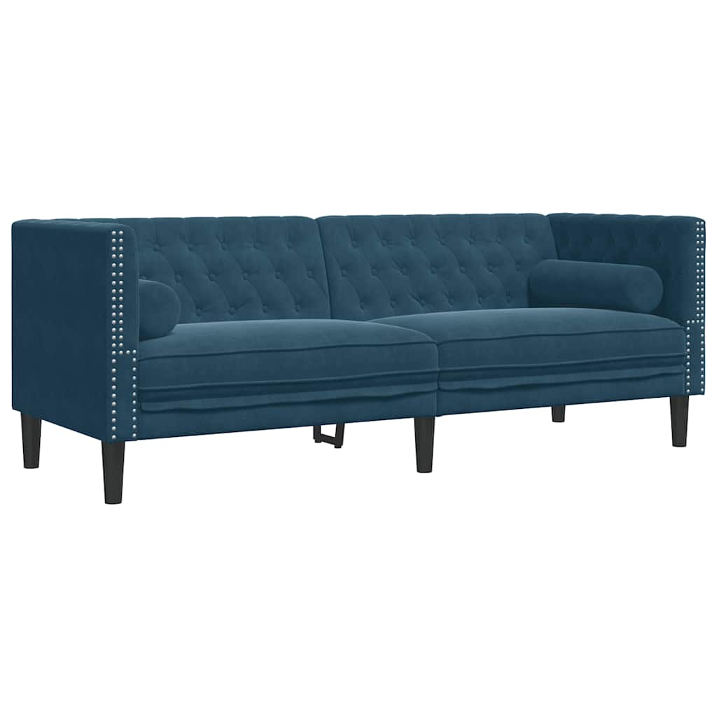 Chesterfield garnitura s jastucima, 2 dijela, plavi baršun