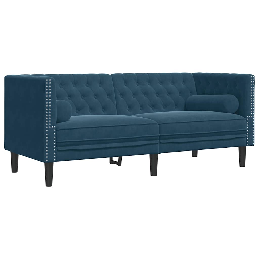 Chesterfield garnitura s jastucima, 2 dijela, plavi baršun