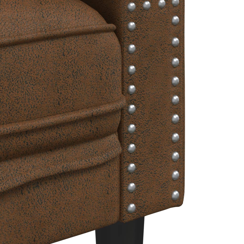 Chesterfield garnitura s jastucima, 2 dijela, smeđa, umjetna koža