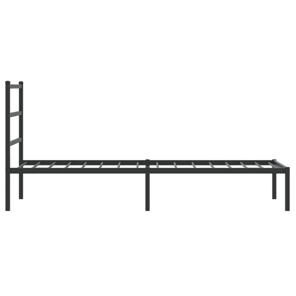 Metalni okvir za krevet s uzglavljem crni 75x190 cm