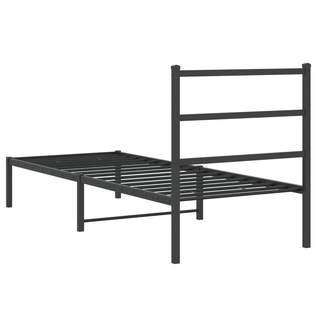 Metalni okvir za krevet s uzglavljem crni 80x200 cm