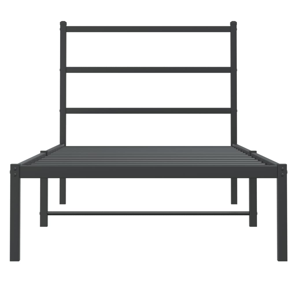 Metalni okvir za krevet s uzglavljem crni 90x190 cm