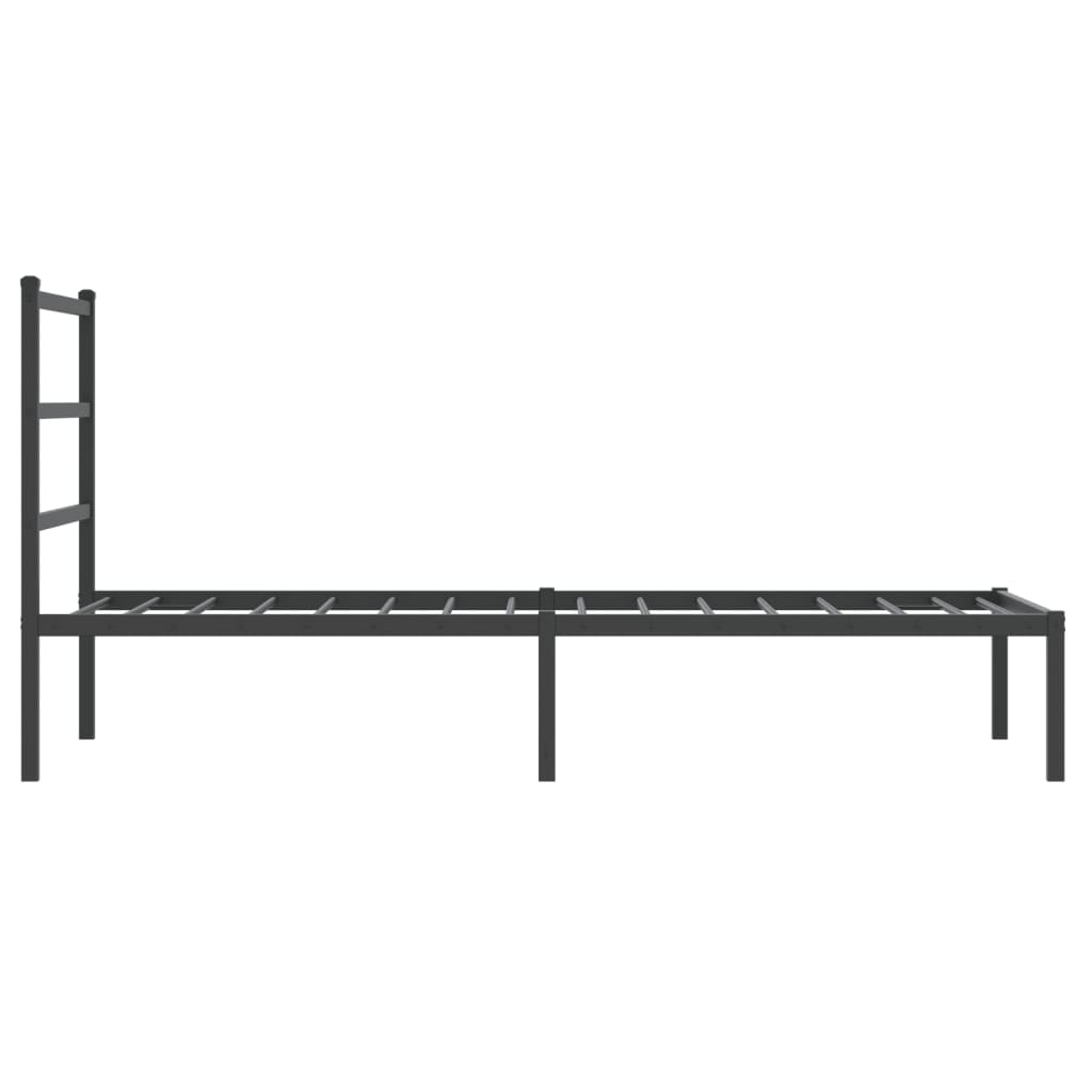Metalni okvir za krevet s uzglavljem crni 90x190 cm
