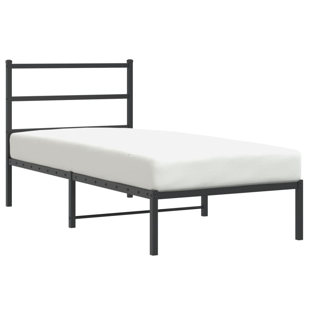 Metalni okvir za krevet s uzglavljem crni 90x200 cm