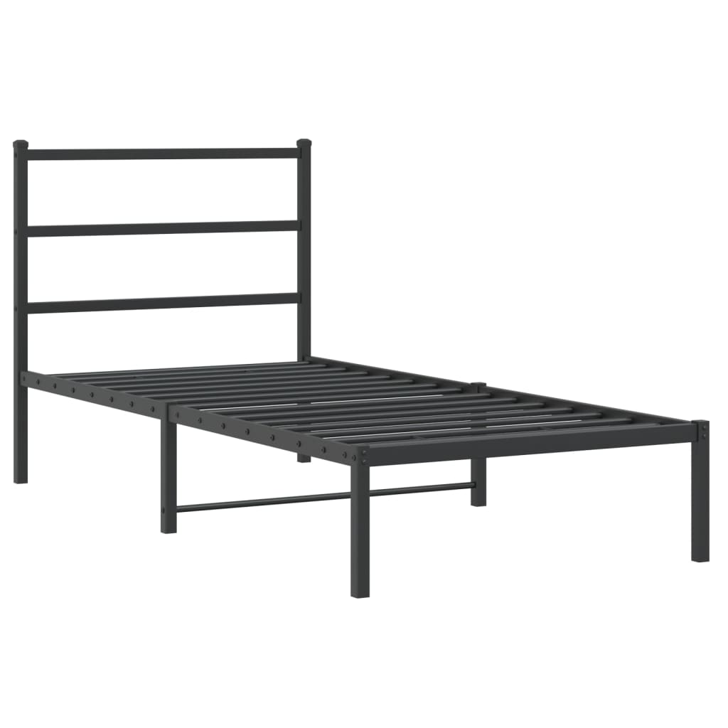 Metalni okvir za krevet s uzglavljem crni 90x200 cm