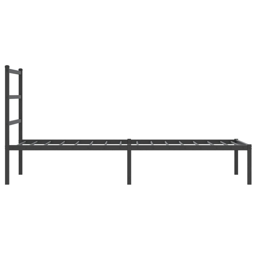 Metalni okvir za krevet s uzglavljem crni 90x200 cm