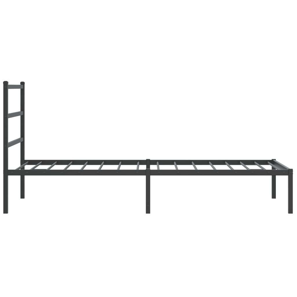 Metalni okvir za krevet s uzglavljem crni 100x200 cm