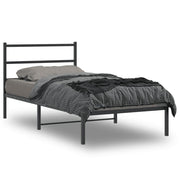Metalni okvir za krevet s uzglavljem crni 107x203 cm