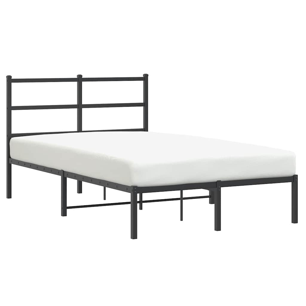 Metalni okvir za krevet s uzglavljem crni 120x190 cm