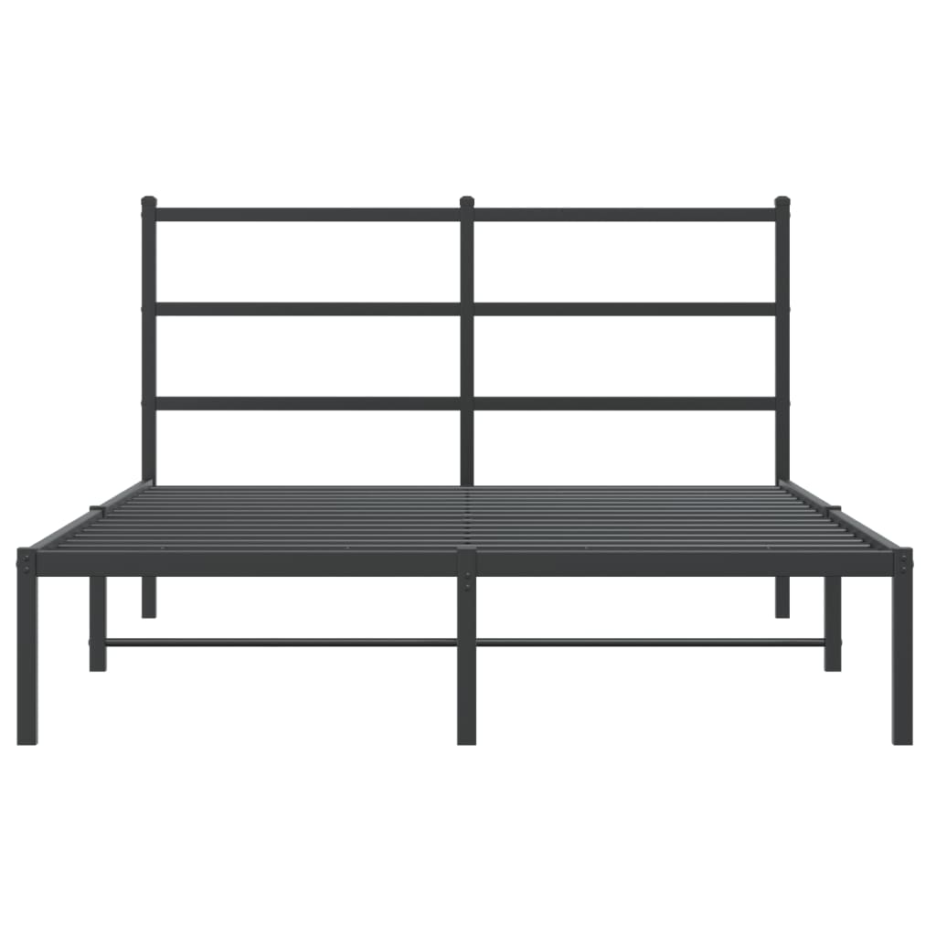 Metalni okvir za krevet s uzglavljem crni 135x190 cm
