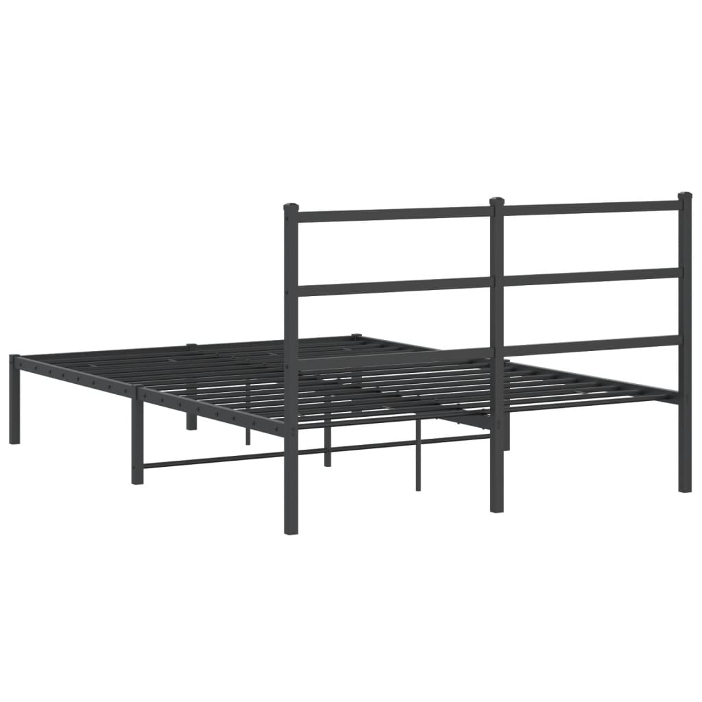 Metalni okvir za krevet s uzglavljem crni 135x190 cm