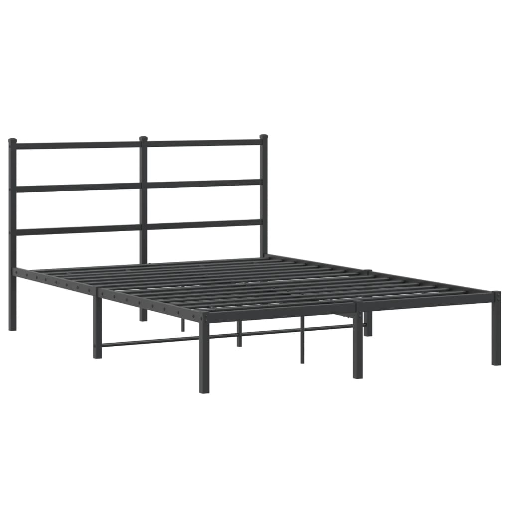 Metalni okvir za krevet s uzglavljem crni 140x190 cm