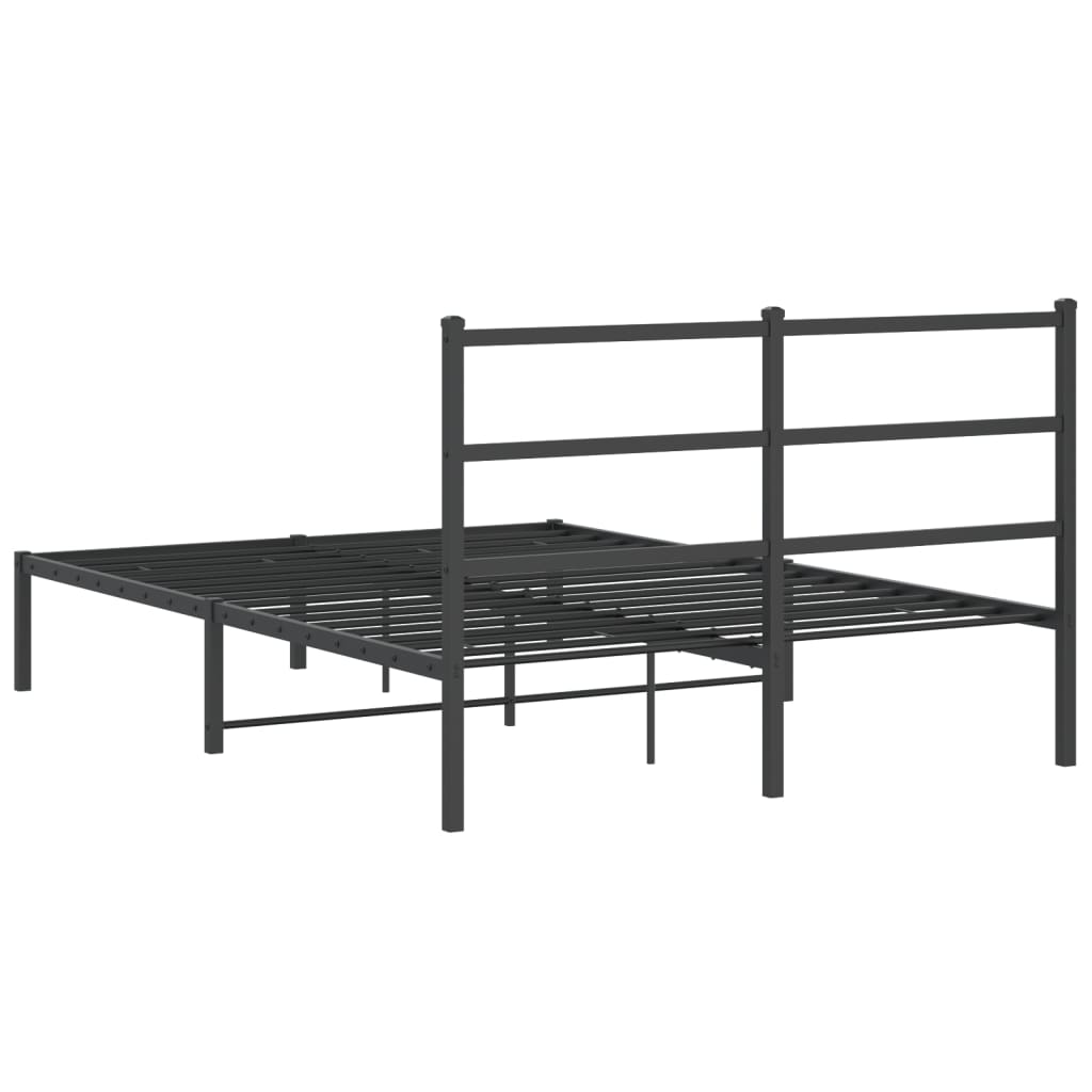 Metalni okvir za krevet s uzglavljem crni 140x190 cm