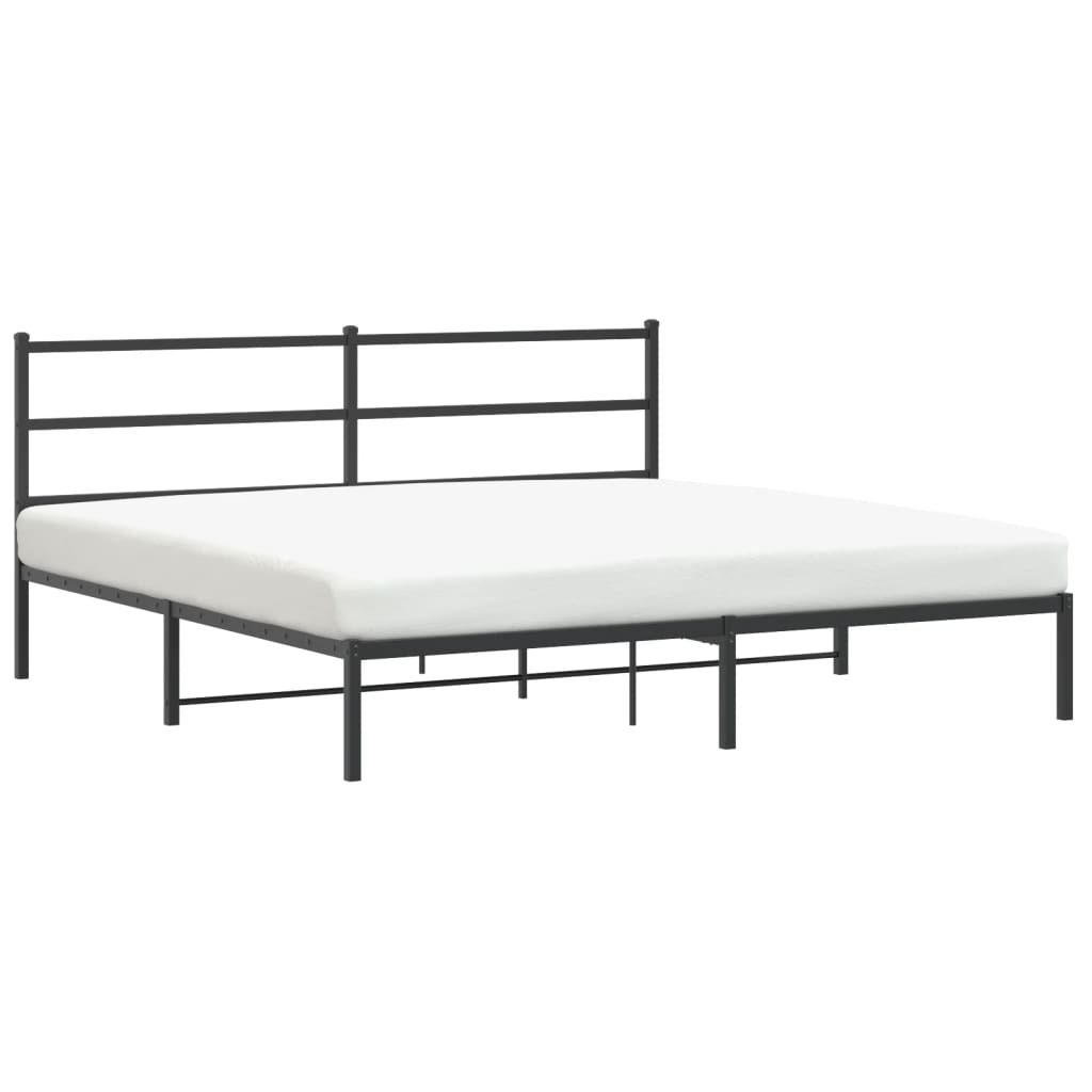 Metalni okvir za krevet s uzglavljem crni 193x203 cm