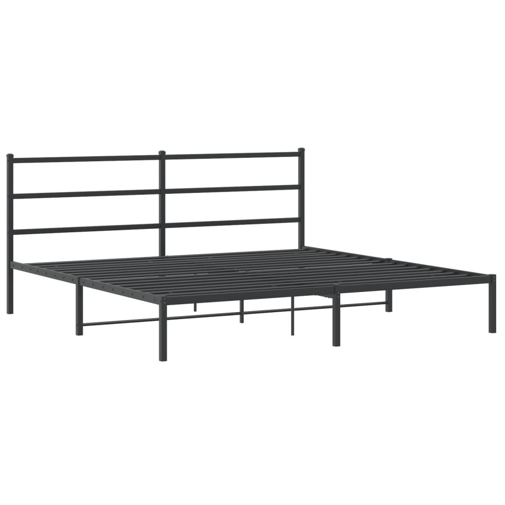 Metalni okvir za krevet s uzglavljem crni 193x203 cm