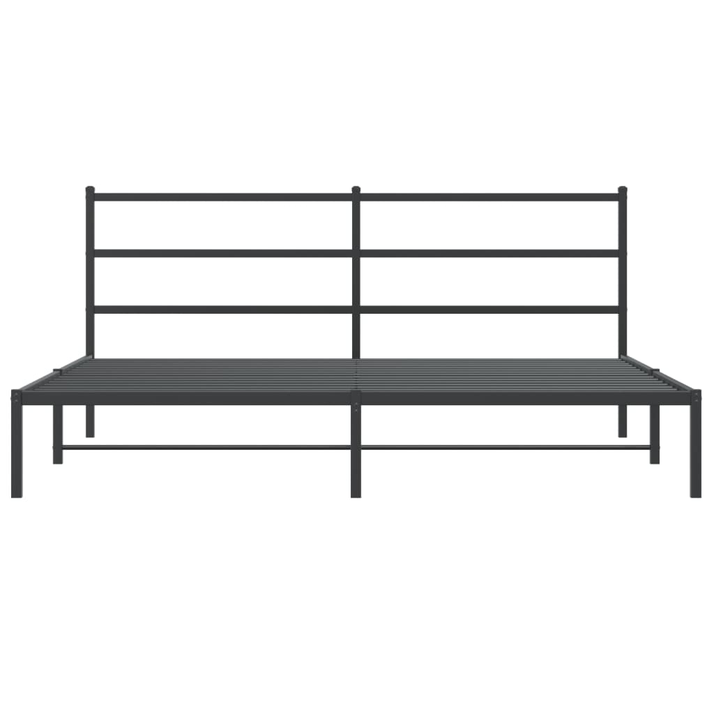 Metalni okvir za krevet s uzglavljem crni 193x203 cm