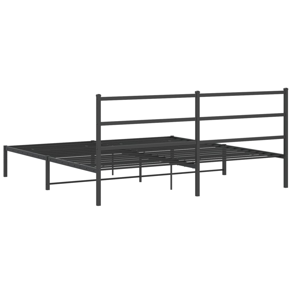 Metalni okvir za krevet s uzglavljem crni 193x203 cm