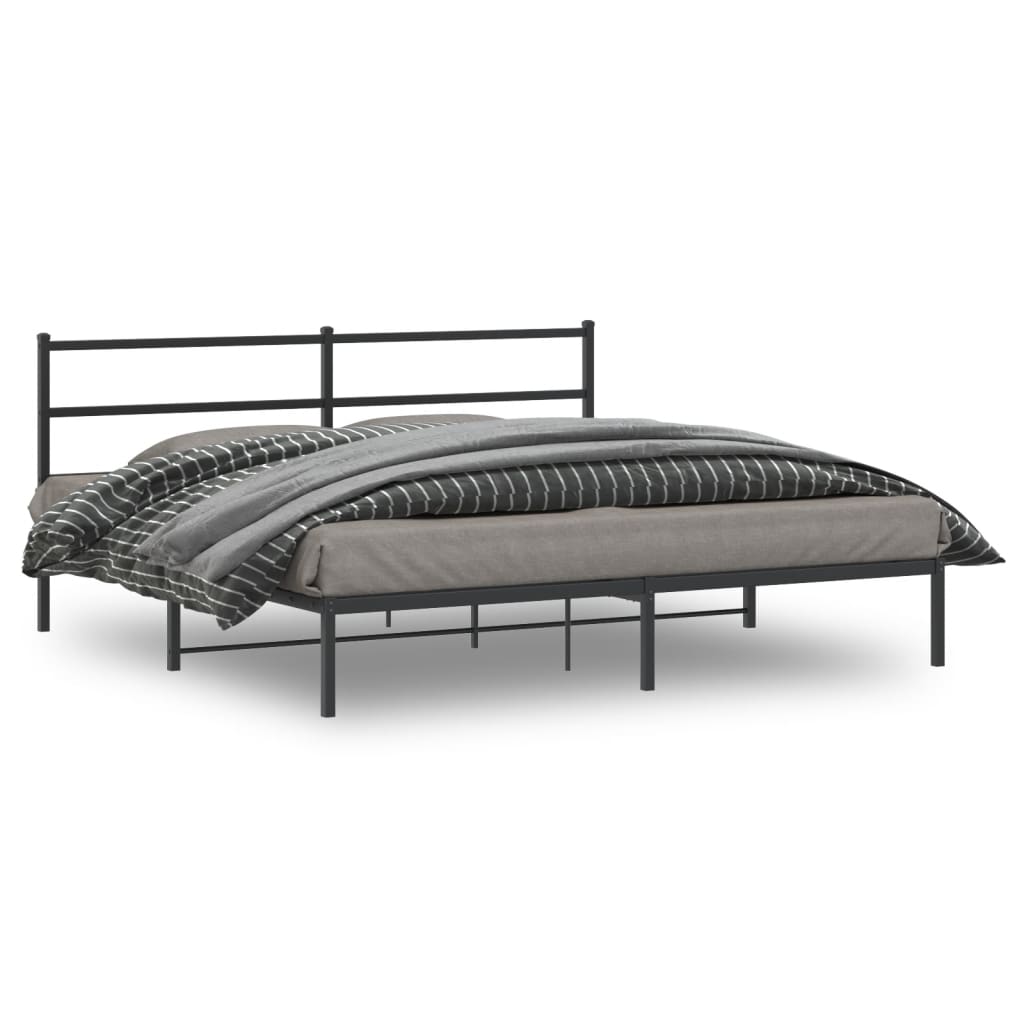 Metalni okvir za krevet s uzglavljem crni 193x203 cm