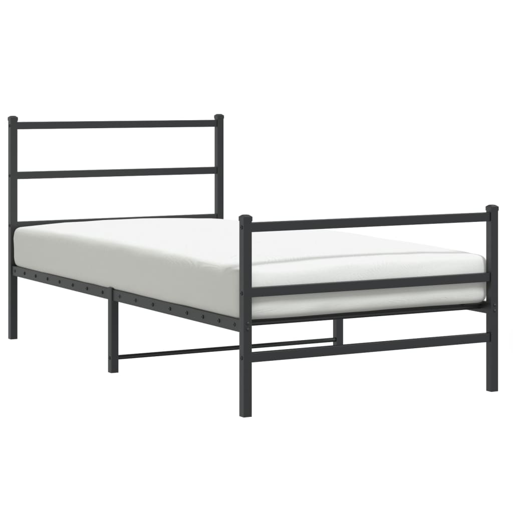 Metalni okvir kreveta s uzglavljem i podnožjem crni 100x200 cm