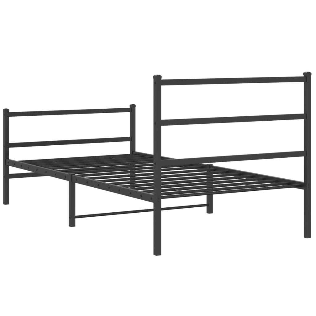 Metalni okvir kreveta s uzglavljem i podnožjem crni 100x200 cm