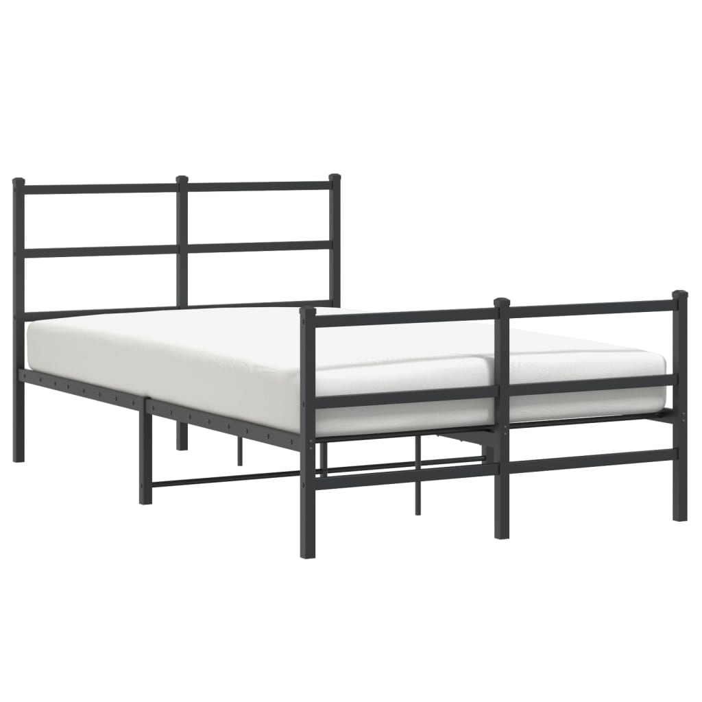 Metalni okvir kreveta s uzglavljem i podnožjem crni 120x190 cm
