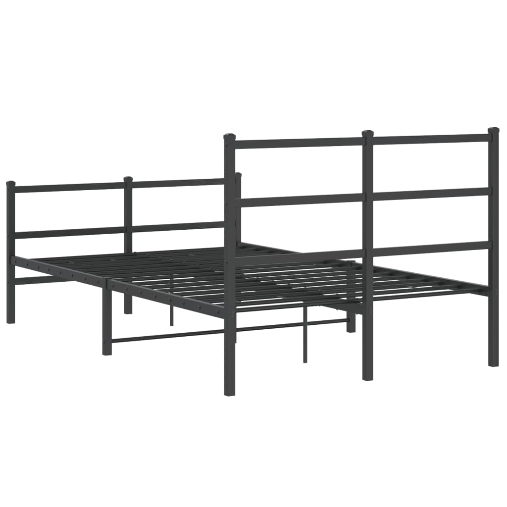 Metalni okvir kreveta s uzglavljem i podnožjem crni 120x190 cm