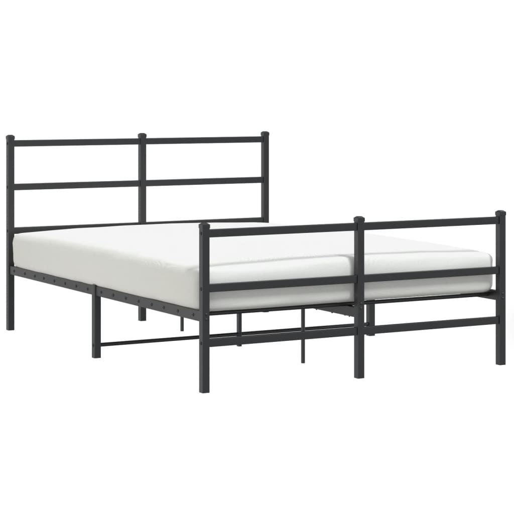 Metalni okvir kreveta s uzglavljem i podnožjem crni 135x190 cm