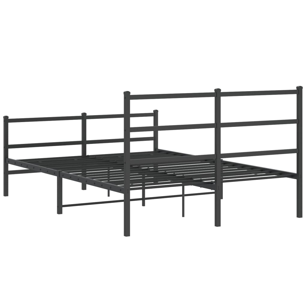 Metalni okvir kreveta s uzglavljem i podnožjem crni 135x190 cm