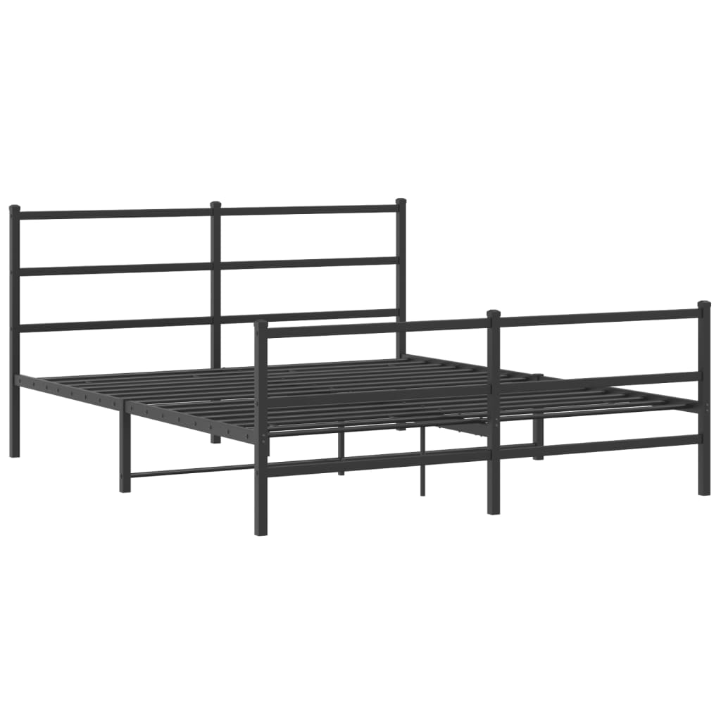 Metalni okvir kreveta s uzglavljem i podnožjem crni 160x200 cm