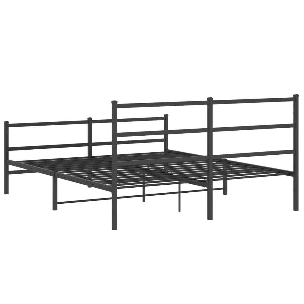 Metalni okvir kreveta s uzglavljem i podnožjem crni 160x200 cm