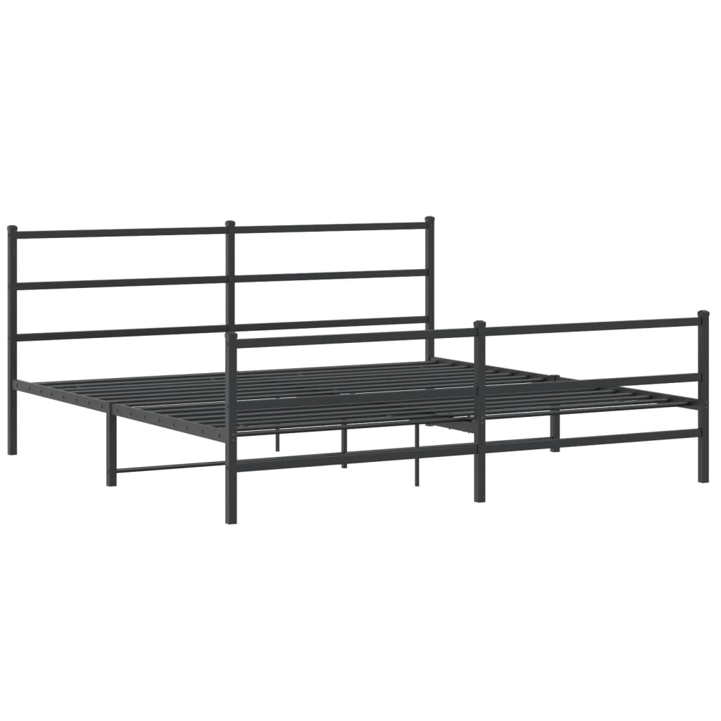 Metalni okvir kreveta s uzglavljem i podnožjem crni 183x213 cm