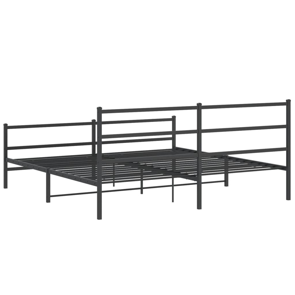Metalni okvir kreveta s uzglavljem i podnožjem crni 183x213 cm
