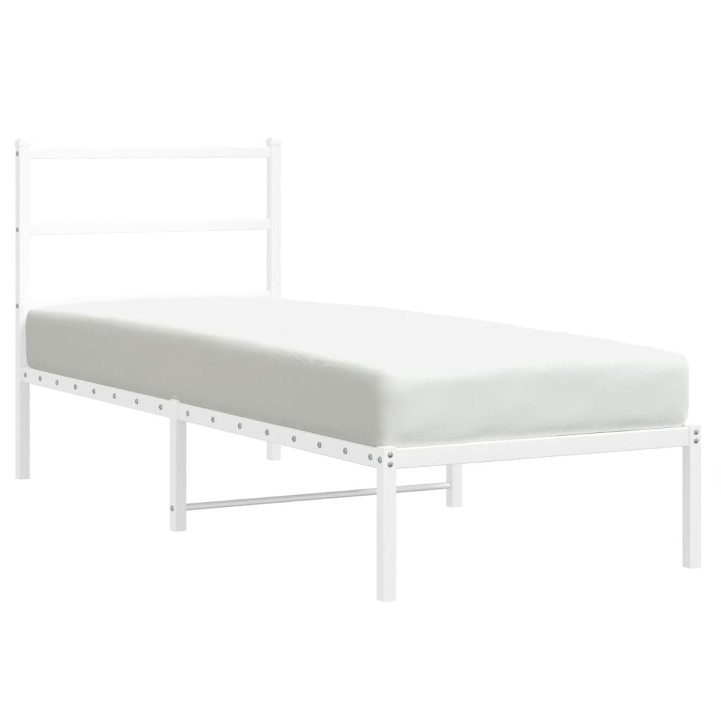 Metalni okvir krevet bez madraca s uzglavljem bijeli 75x190 cm